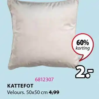 Jysk Kattefot kussen 50x50 cm 60% Korting aanbieding