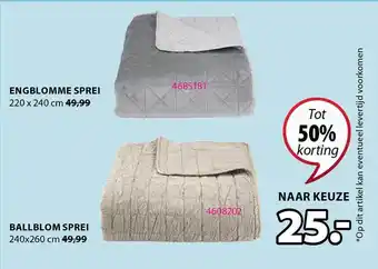 Jysk Engblomme sprei 220 x 240 cm of ballblom sprei 240x260 cm tot 50% Korting aanbieding