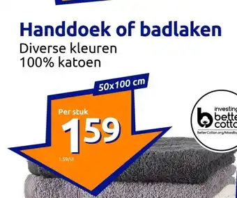 Action Handdoek of badlaken 50 x 100 cm aanbieding