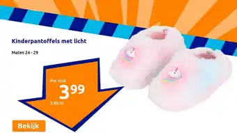 Action Kinderpantoffels met licht aanbieding