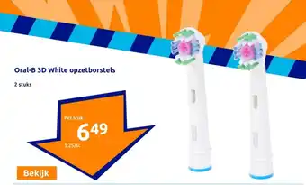 Action Oral-B 3D White opzetborstels 2 stuks aanbieding