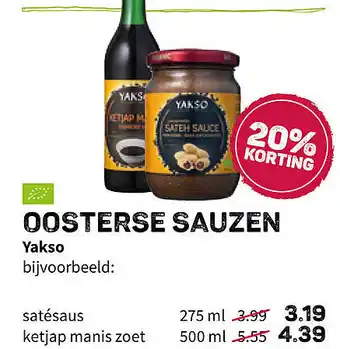 Ekoplaza Oosterse sauzen 20% Korting 275 ml aanbieding