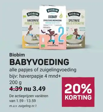 Ekoplaza Biobim BABYVOEDING aanbieding