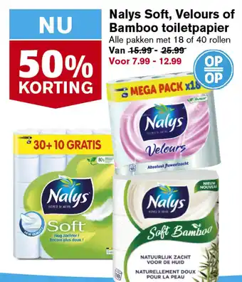 Hoogvliet Nalys Soft, Velours of Bamboo toiletpapier aanbieding