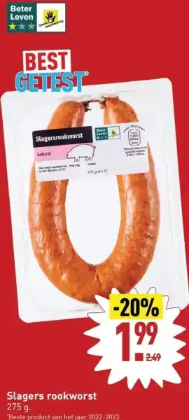 ALDI Slagers rookworst 275g aanbieding