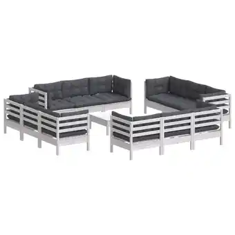 fonQ vidaXL 13-delige Loungeset met antracietkleurige kussens grenenhout aanbieding