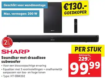 Lidl SHARP Soundbar met draadloze subwoofer aanbieding