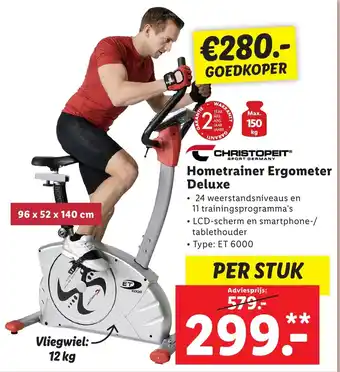 Lidl Hometrainer Ergometer Deluxe aanbieding