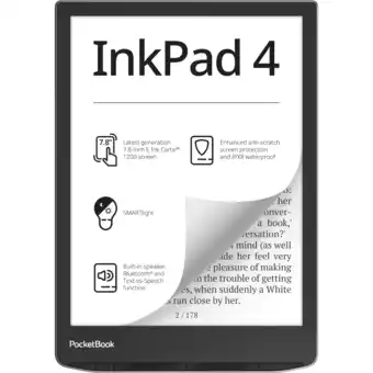 MediaMarkt Pocketbook Inkpad 4 Zilver - 7.8 Inch 32 Gb (ongeveer 24.000 E-books) Spatwaterbestendig aanbieding