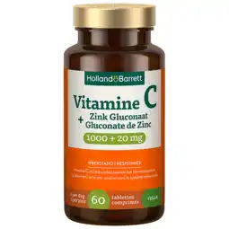 Holland & Barrett Holland & Barrett Vitamine C 1000mg + Zink Gluconaat 20mg - 60 tabletten aanbieding