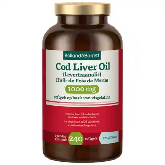 Holland & Barrett Holland & Barrett Cod Liver Oil (Levertraan) 1000mg - 240 softgels aanbieding