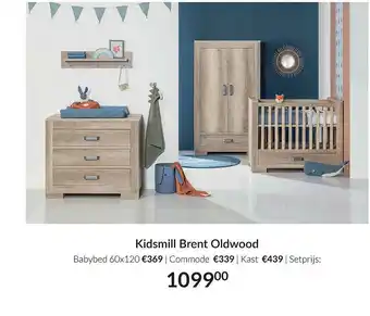 Babypark Kidsmill Brent Oldwood Babybed 60x120 | Commode | Kast aanbieding