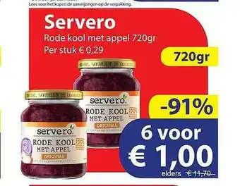 Die Grenze Servero Rode Kool Met Appel 720gr aanbieding