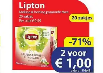 Die Grenze Lipton Melissa & Honing Pyramide Thee aanbieding