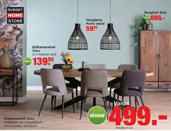 Budget Home Store Eetkamerstoel Caro, Hanglamp Porto, Bergkast Solo Of Eetkamertafel Solo aanbieding