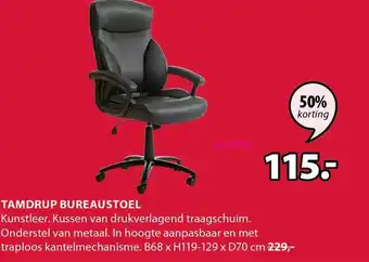 Jysk Tamdrup bureaustoel 50% Korting b68xh119-129xd70 cm aanbieding