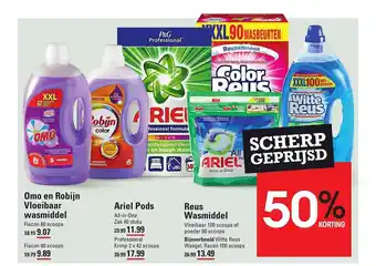 Sligro Omo En Robijn Vloeibaar Wasmiddel, Ariel Pods All-In-One Of Professional, Reus Wasmiddel 50% Korting aanbieding