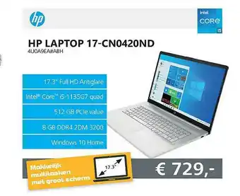 Informatique HP Laptop 17-CN0420ND 4U0A9EA#ABH aanbieding