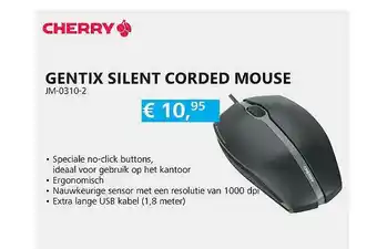 Informatique Cherry Gentix Silent Corded Mouse JM-0310-2 aanbieding