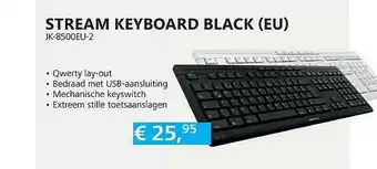 Informatique Stream Keyboard Black (EU) JK-8500EU-2 aanbieding