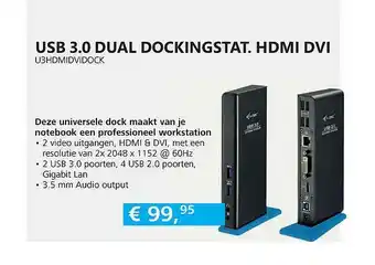 Informatique USB 3.0 Dual Dockingstat. HDMI DVI U3HDMIDVIDOCK aanbieding