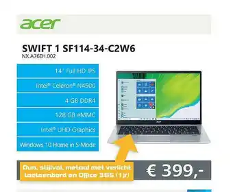 Informatique Acer Swift 1 SF114-34-C2W6 NX.A76EH.002 aanbieding