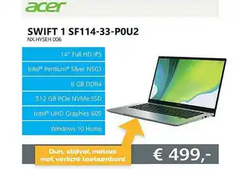 Informatique Acer Swift 1 SF114-33-P0U2 NX.HYSEH.006 aanbieding