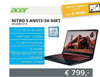 Informatique Acer Nitro 5 Laptop AN515-54-54KT NH.Q59EH.01W aanbieding