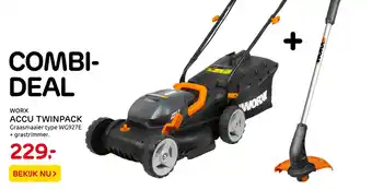 Praxis Worx accu twinpack graasmaaier type wg927e aanbieding