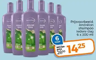 Trekpleister Andrélon shampoo ledere dag 6 x 300 ml aanbieding