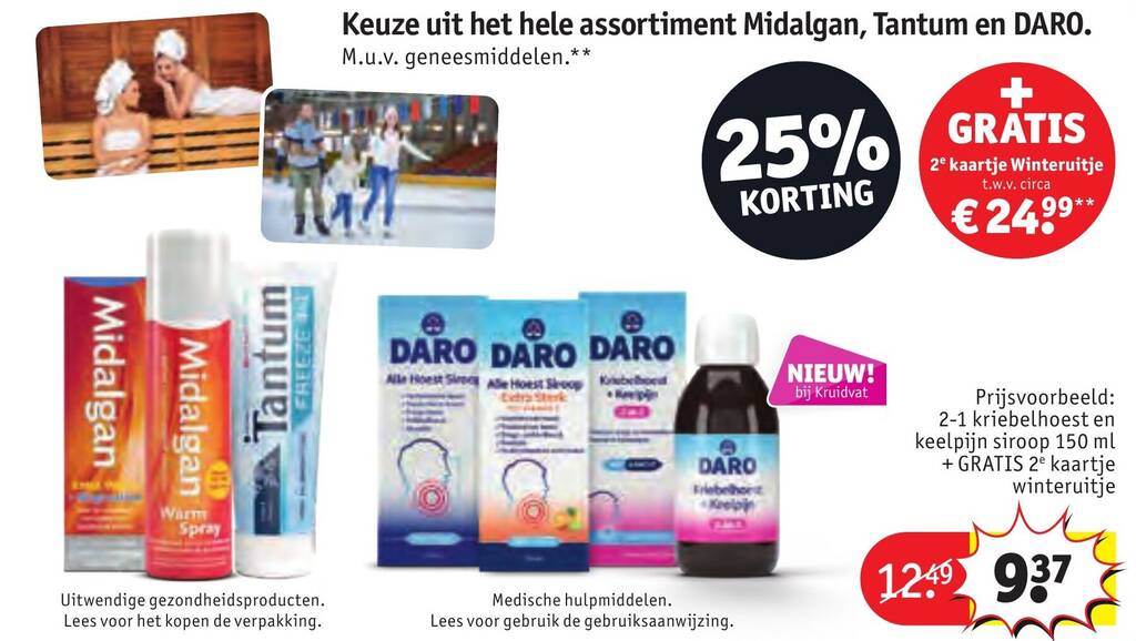 Keuze uit het hele assortiment Midalgan, Tantum en DARO. aanbieding bij