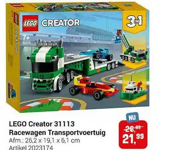 Lobbes Lego Creator 31113 Racewagen Transportvoertuig aanbieding