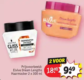 Kruidvat Elvive Dream Lengths Haarmasker 2 x 300 ml aanbieding