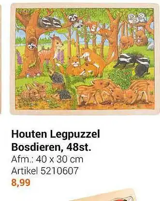 Lobbes Houten Legpuzzel Bosdieren, 48st. aanbieding