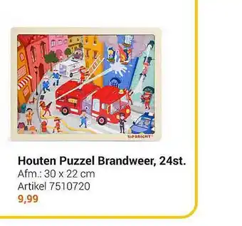 Lobbes Houten Puzzel Brandweer, 24st. aanbieding