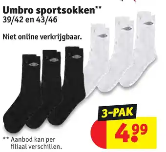 Kruidvat Umbro sportsokken 39/42 en 43/46 aanbieding