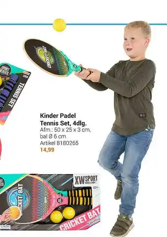 Lobbes Kinder Padel Tennis Set, 4dlg. aanbieding