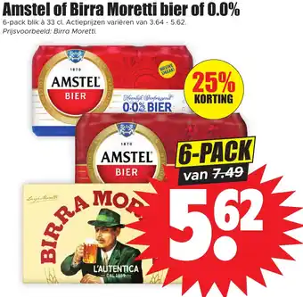 Dirk Amstel of Birra Moretti bier of 0.0% aanbieding