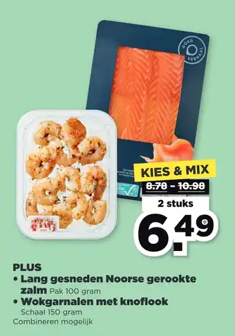 PLUS PLUS Lang gesneden Noorse gerookte zalm Pak 100 gram aanbieding