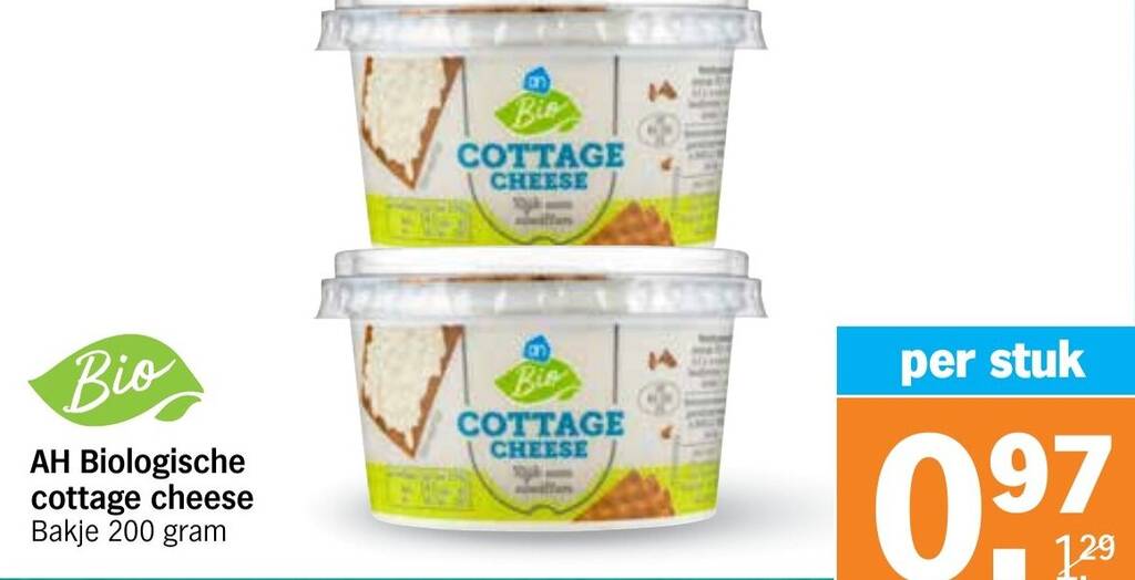 AH Biologische cottage cheese 200 gram aanbieding bij Albert Heijn