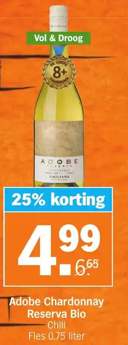 Albert Heijn Adobe Chardonnay Reserva Bio Fles 0.75 liter aanbieding