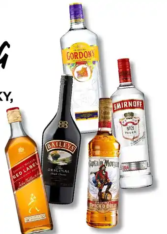 Jumbo Baileys likeur johnnie walker whisky captain morgan rum gordons gins of smirnoff vodka red 1000 ml aanbieding