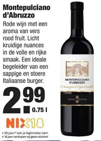 ALDI Montepulciano d'Abruzzo 750ml aanbieding