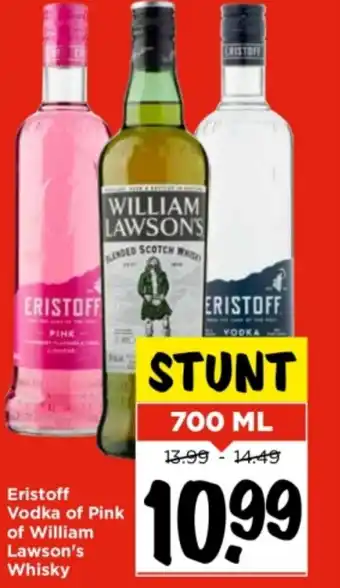 Vomar Voordeelmarkt Eristoff vodka of pink of william lawsons whisky 700 ml aanbieding