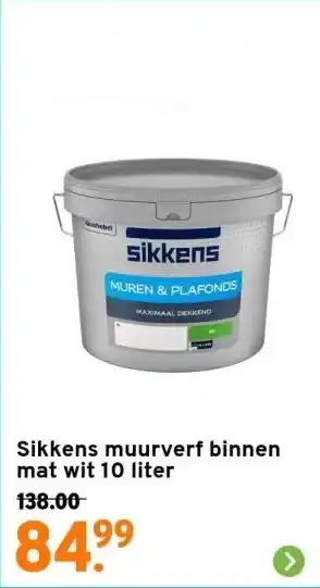 GAMMA Sikkens muurverf binnen mat wit 10 liter aanbieding