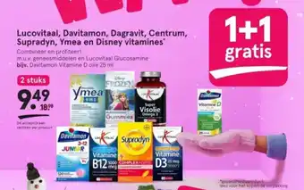 Etos Lucovitaal, Davitamon, Dagravit, Centrum, Supradyn, Ymea en Disney vitamines aanbieding