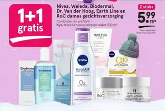 Etos Nivea, Weleda, Biodermal, Dr. Van der Hoog, Earth Line en RoC dames gezichtsverzorging aanbieding