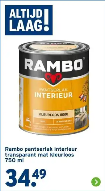 GAMMA Rambo pantserlak interieur transparant mat kleurloos 750 ml aanbieding