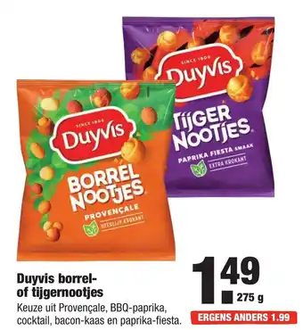 ALDI Duyvis borrel- en tijgernootjes 275g aanbieding