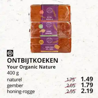 Natuurwinkel Your organic nature ontbijtkoeken 400 g aanbieding